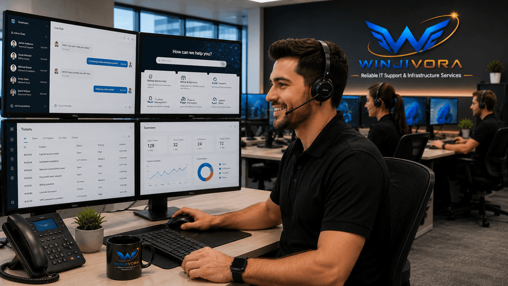 WINJIVORA technology support professional assisting a client